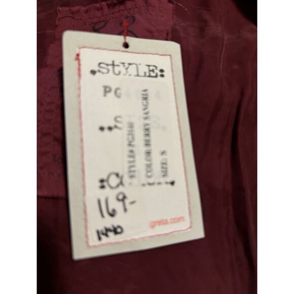Johnny Was Pete & Greta Long Sleeve Capras Blouse Shirt Tunic Sz Small Burgundy - Picture 11 of 12